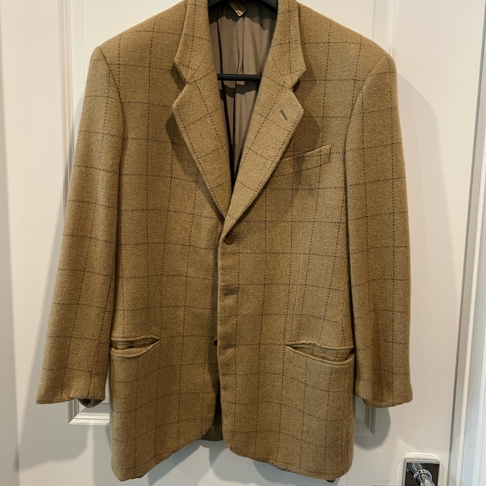 Giorgio Armani Beige Plaid Men's Blazer